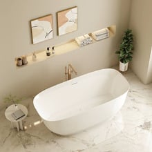 Lisbon Gloss White Oval Acrylic Freestanding Bath with Overflow